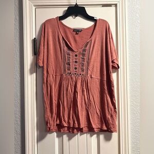 RXB Terracotta Embroidered Boho Blouse Medium